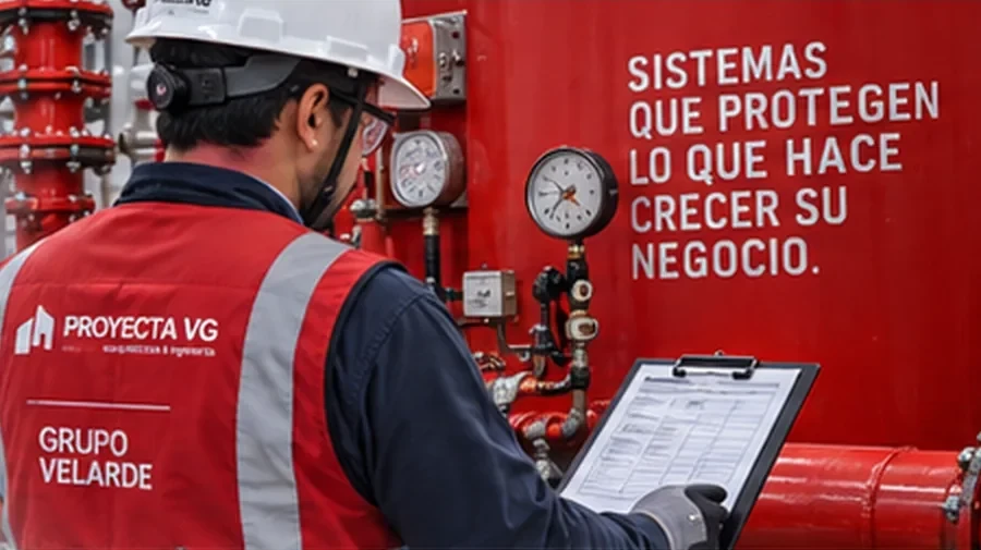 Imagen conceptual de mantenimiento de un sistema contra incendios